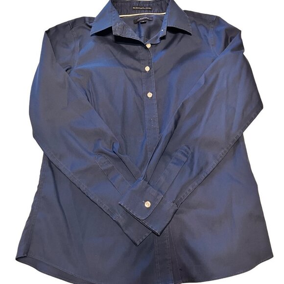Lands End Girls Long Sleeve Button Down Navy Blouse Sz 4 Sku 1085 - Picture 6 of 9
